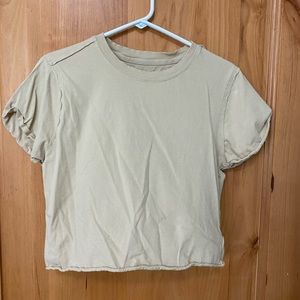 Tan free people crop tee